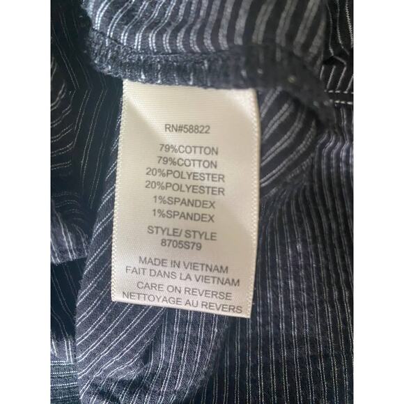 Max Studio Small Striped Short Flutter Sleeve Black White Cotton Poly Stretch - Picture 4 of 7